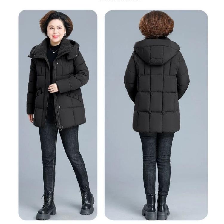 Verdickte, mit Baumwolle gefütterte Winterjacke für Frauen mittleren Alters, langer Daunenmantel für zusätzliche Wärme
