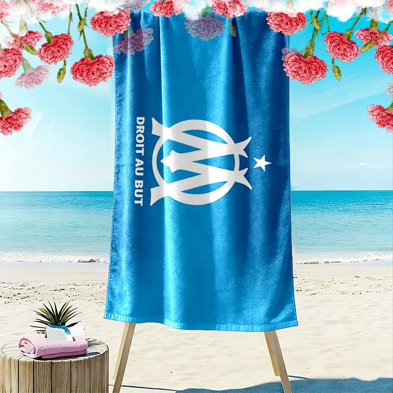 מגבת חוף מודפסת אולימפיק דה מרסיי, מגבת גדולה רכה מתייבשת במהירות לחוף קמפינג שחייה