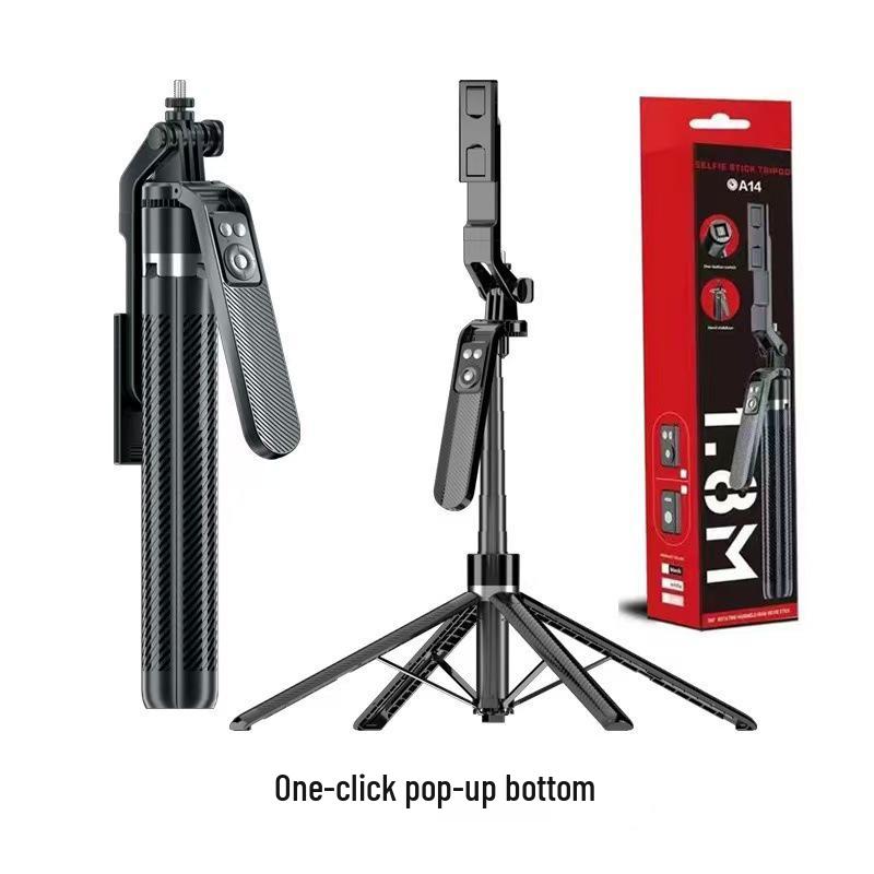 A14 Bluetooth Selfie Stick with Aluminum Alloy Tripod and One-Button Pop-Open Stand, 1.8m Height for Camera and Live Streaming