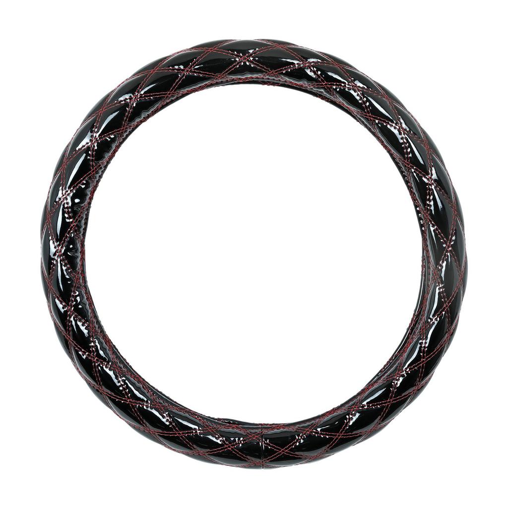 Miyabi Extra Thick Steering Wheel New Break Double Stitch Black X Cover, Quilt, Diamond, 2HS, Red, MHC-BQW-2HSBKWI