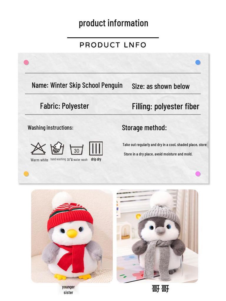 Adorable Winter Penguin Plush Toy in Cute Outfit - Perfect Children's Gift