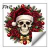 Holiday Window Clings for Glass Christmas Skull Wall Decal, Removable PVC Sticker with Santa Hat Rose Party Decor Design, Dark Bedroom Living