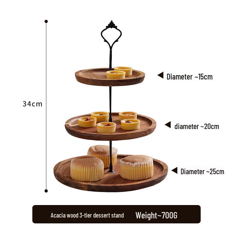 Japanese Style Acacia Wood 3-Tier Serving Tray