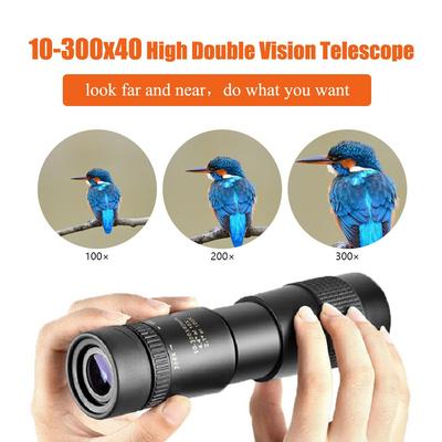 10-300x40 Super Hd Zoom Adjustable Telescope Monocular Retractable Binoculars For Travel Cycling Camping Accessories