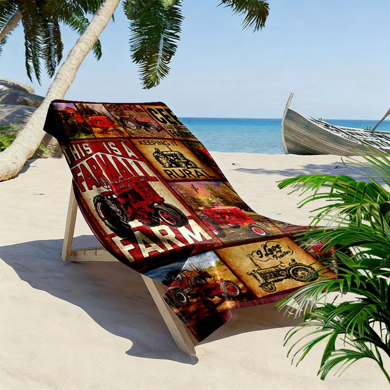 Tractor Truck Print Beach Towel, Large Soft Quick Dry Towel for Beach Camping Swimming