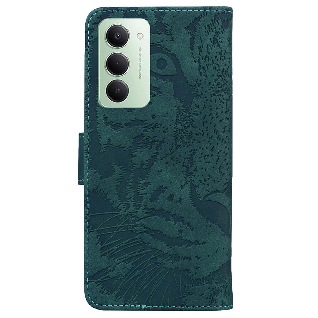 Pro Xiaomi Redmi 15 4G (EU) (171 mm) Pouzdro Tiger Imprint Kožená Peněženka Kryt na Telefon