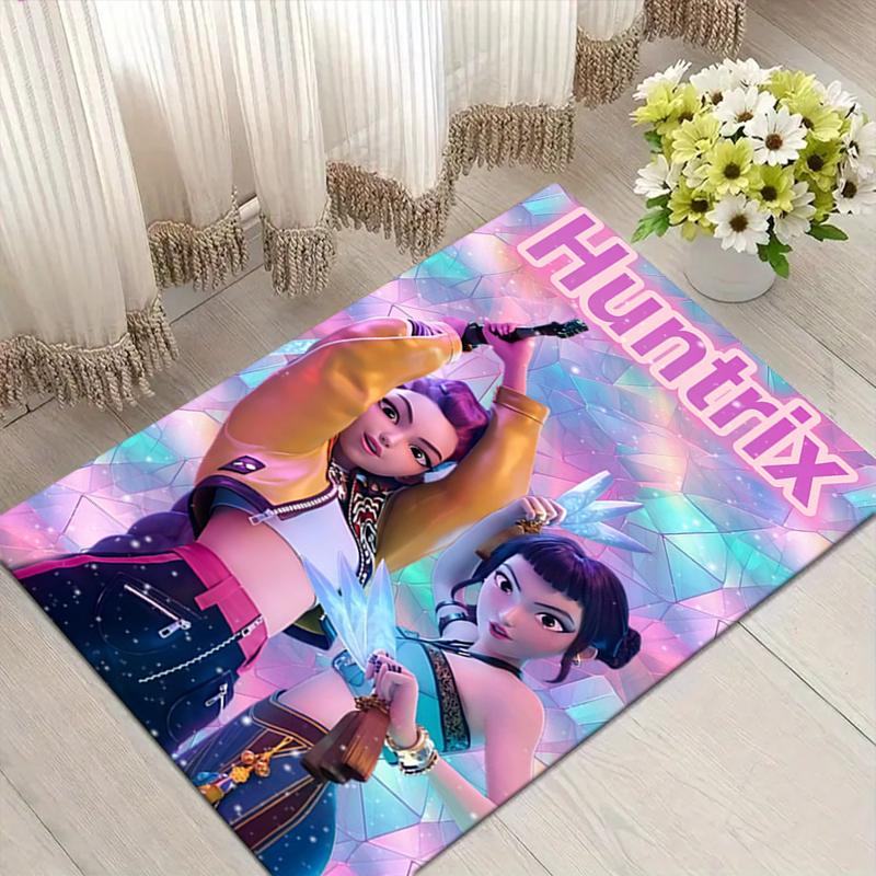 Huntrix Fashion Style Crystal Velvet Rug, Soft Anti‑Slip Crystal Velvet Carpet for Living Room Bedroom Home Decor