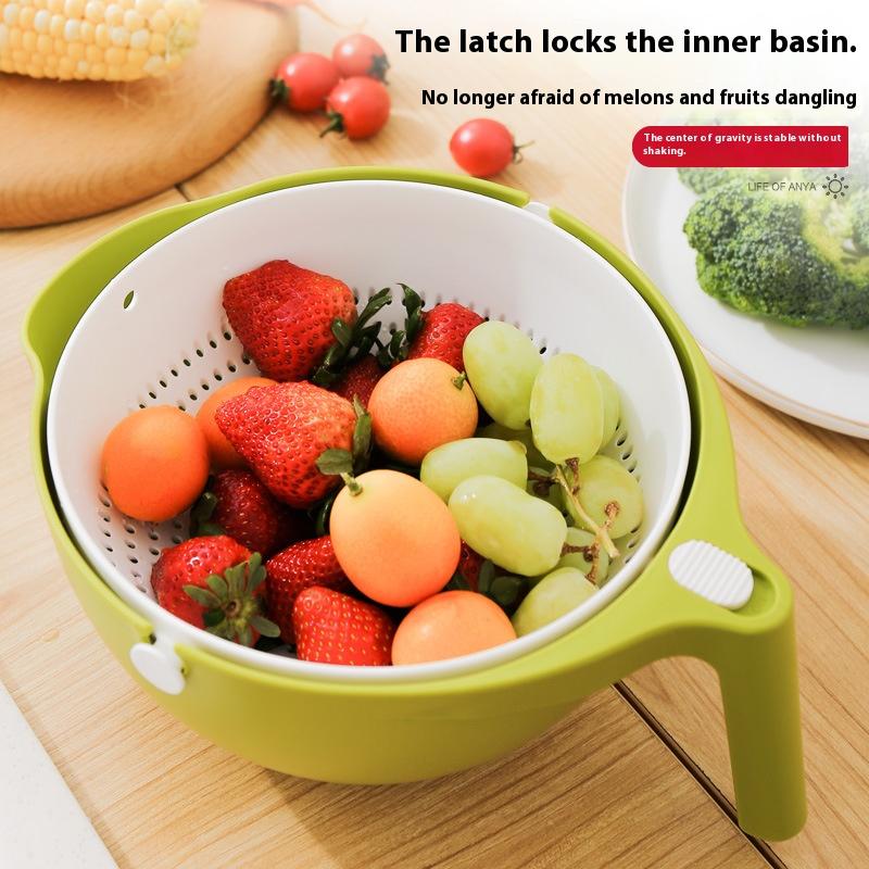Double Drain Basket Kitchen Sink Strainer for Rice Washing Noodles Vegetables Fruit Kitchen Gadget Colander Strainers
