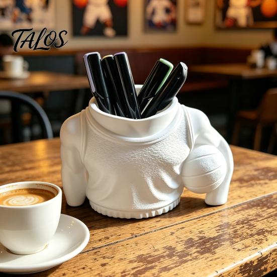 Modern Aesthetic Pen Container Basketball Player Holder, 3D Printed Sports Themed Desktop Organizer, Desk Organizer for Office Funny Pencil