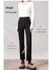 Women's Fleece-Lined High-Waisted Slimming Cigarette Jeans - Petite, Straight-Leg, Thickened for Autumn/Winter 2024.