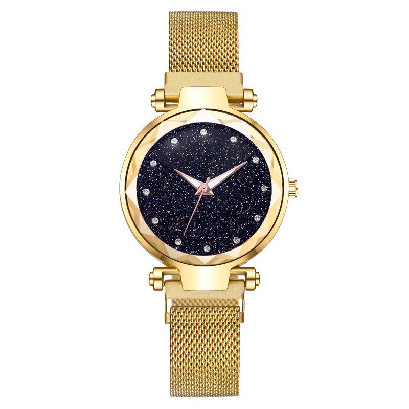 Montre à quartz pour femme inspirée de TikTok, motif ciel étoilé, avec bracelet milanais magnétique