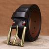 3.8Cm Wide Fashion Trend First Layer Pure Cowhide Belt Men'S Genuine Leather Copper Buckle Smooth Belt