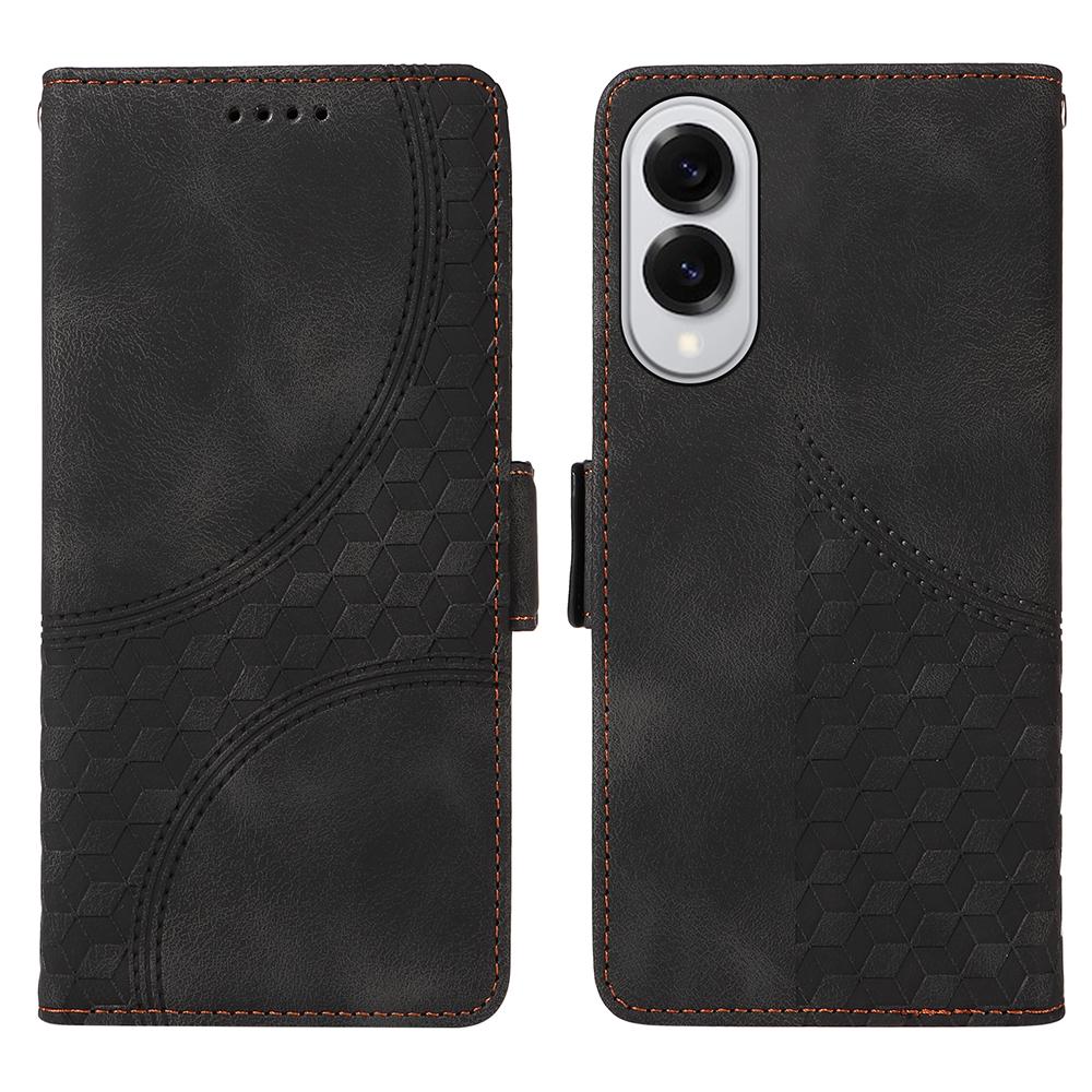 For Samsung Galaxy S25 Edge Case PU Leather Phone Cover Rhombus Starry Imprinted