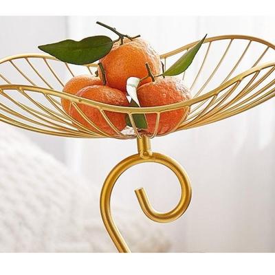 Lotus Leaf Shape 3-Tier Fruit Basket Metal Wire Space-Saving Fruit Storage Tray with Base Vintage Storage Rack Home Decoration