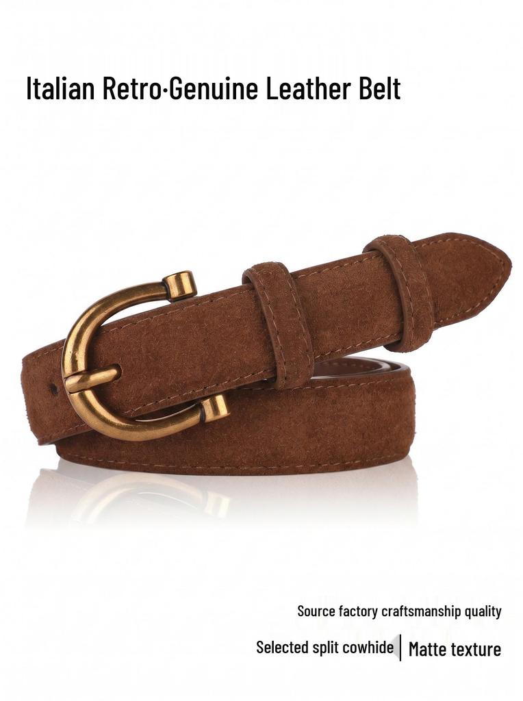 Women's Spring Style Genuine Leather Suede Belt - Versatile, Fashionable, Casual