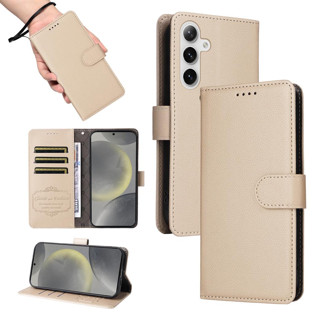 For Samsung Galaxy S24/Galaxy S25 Case RFID Blocking 3 Card Slots PU Leather Phone Cover with Wrist Strap