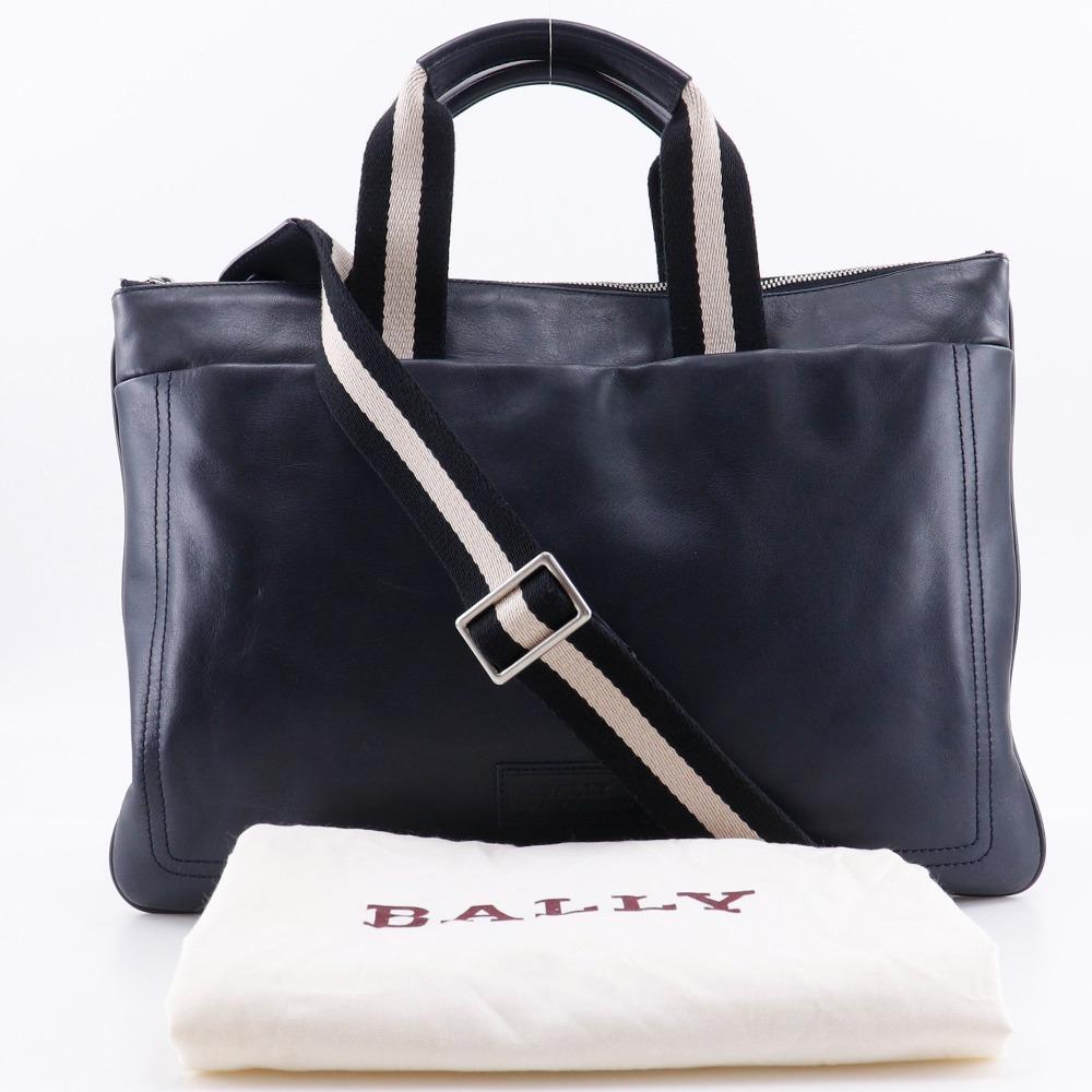 Bally TIGAN Business Bag 2WAYShoulder Black Calfskin Mens Used