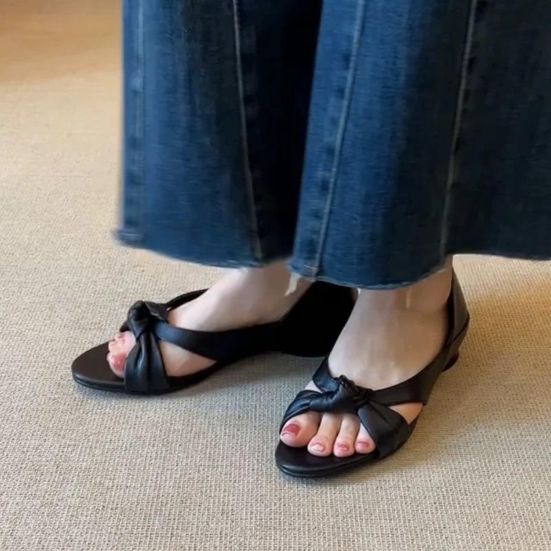 Fashion Wedge Sandals Women's Summer 2025 Outside Wear Block Heel Versatile Open Toe High Heels