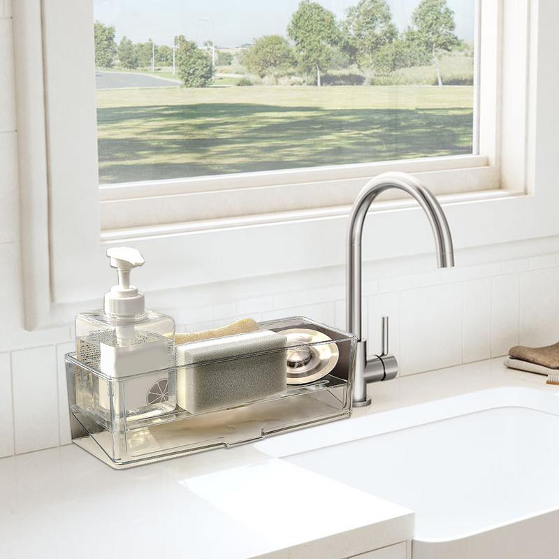 Sink Storage Rack Multifunctional Sink Sponge Holder Dish Brush Storage Drain Basket Detachable Self-Draining Shelf For Home