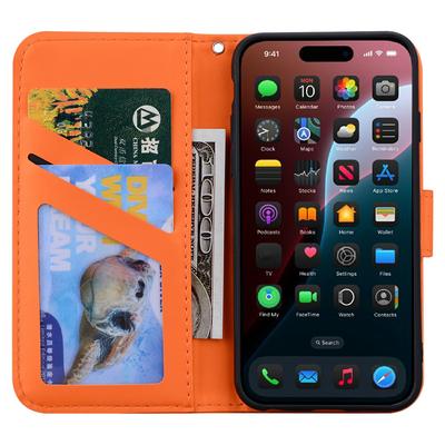 For iPhone 16 Case Cartoon Pattern Wallet Leather Phone Cover