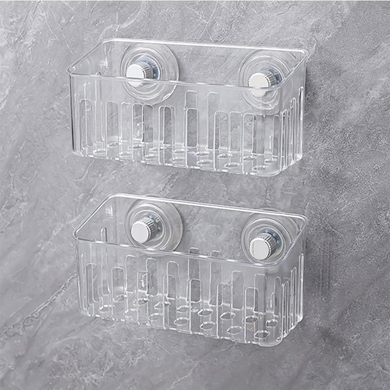 Suction Cup Sink Rack Faucet Drain Rack Multifunctional Basket Kitchen Sponge Rack Punch-free Wall Mount