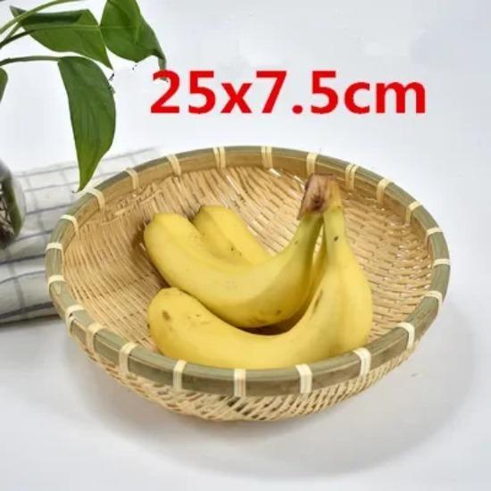 Natural Handmade Bamboo Baskets Fruit Vegetables Bread Rattan Steamed Storage Basket Home Tableware Storage Box Bread Basket