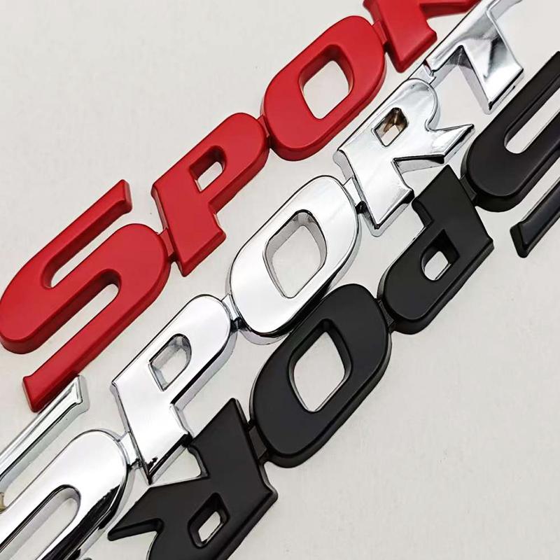 2025 New 3D Chrome Metal Car Letters Logo SPORT Emblem Badge Sport Stickers Car Rear Trunk Accessories
