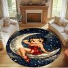 Betty Boop Print Round Rug, Washable Floor Carpet, For Entryway Dorm Laundry Room Office Study, Home Decor Birthday Christmas Gift