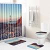 Landscape Shower Curtain Floor Mat Combination Four-Piece Set Bathroom Toilet Carpet Shower Room Mat Foot Mat