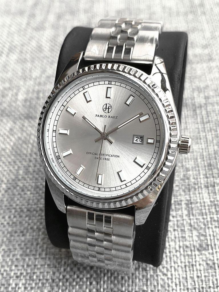 PABLO RAEZ Men's Quartz Business Casual Waterproof Steel Watch with Calendar