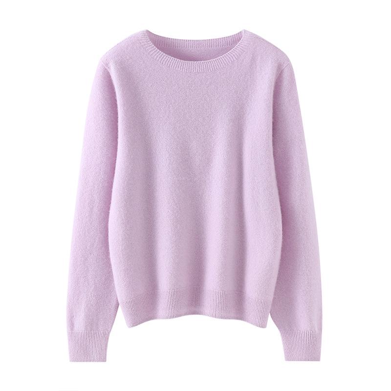 Women's Pure Cashmere Round Neck Sweater - New Fashion, Solid Color, Versatile Warm Knit Pullover