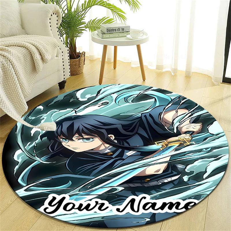 Personalized Demon Slayer Round Chair Office Rug - Perfect for Mat, Office Chair & More - Ideal Gift for Birthdays and Holidays