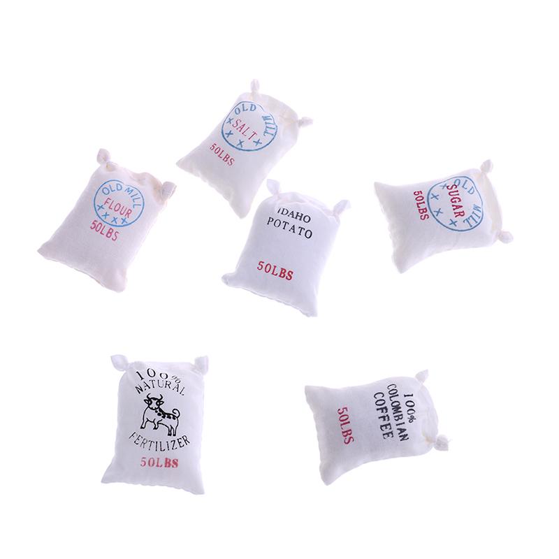 1:12 Puppenhaus Miniatur Küche Lebensmittel 6 Beutel Zucker Mehl Salz Kartoffel