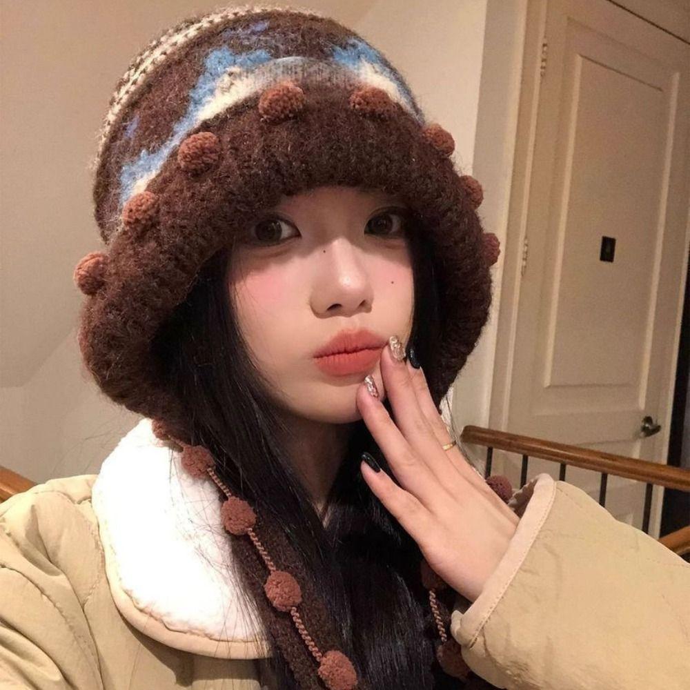 Warm Knitted Cap Thickened Beanie Hats Cute Winter Hat  Winter