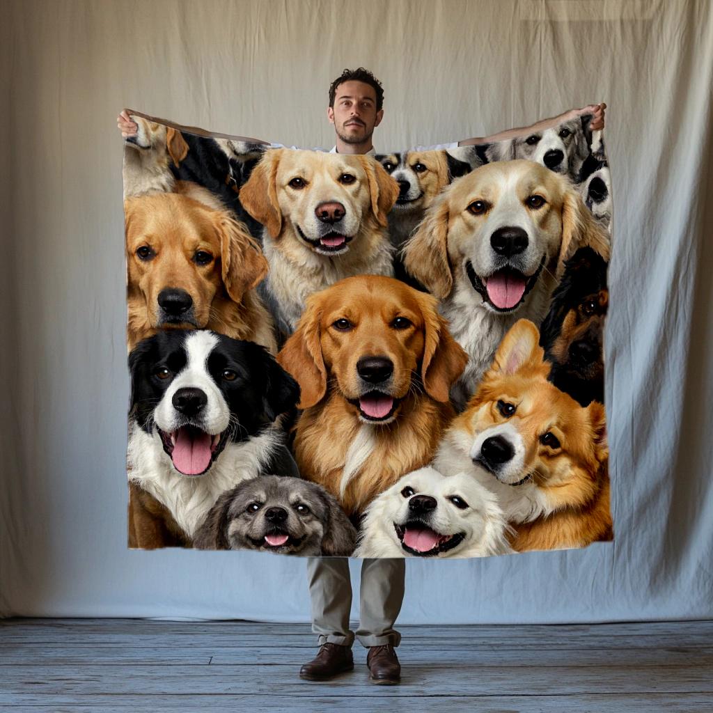 Cute Pet Dog Fashion Blanket Printed Throw Fashion Blanket Plush Fluffy Flannel Fleece Fashion Blanket Soft Throws for Sofa Couch and Bed
