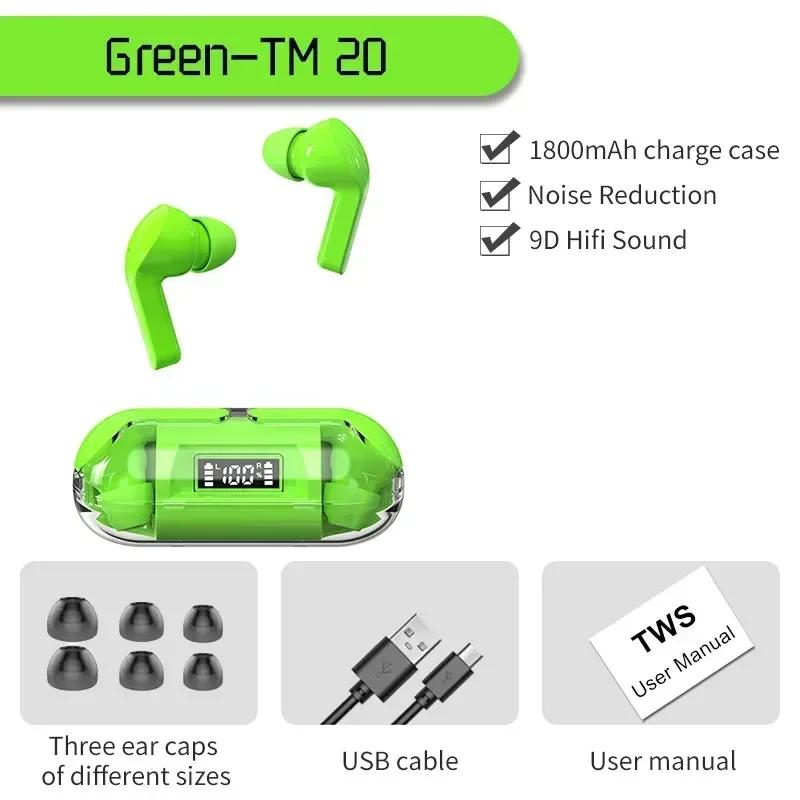 TWS TM20 Wireless Bluetooth Earphones with LED Display Touch Noise Canceling Earbuds Sports Music Game Headset Waterproof