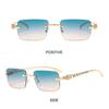 Rimless Leopard Head Decorated Sunglasses Gradient UV Protection Transparent Lens Shades Rectangular Sun Glasses for Women
