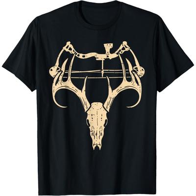Hirschschädel Compoundbogen Retro Jagd Bogenschießen Papa Bogenschütze T-Shirt