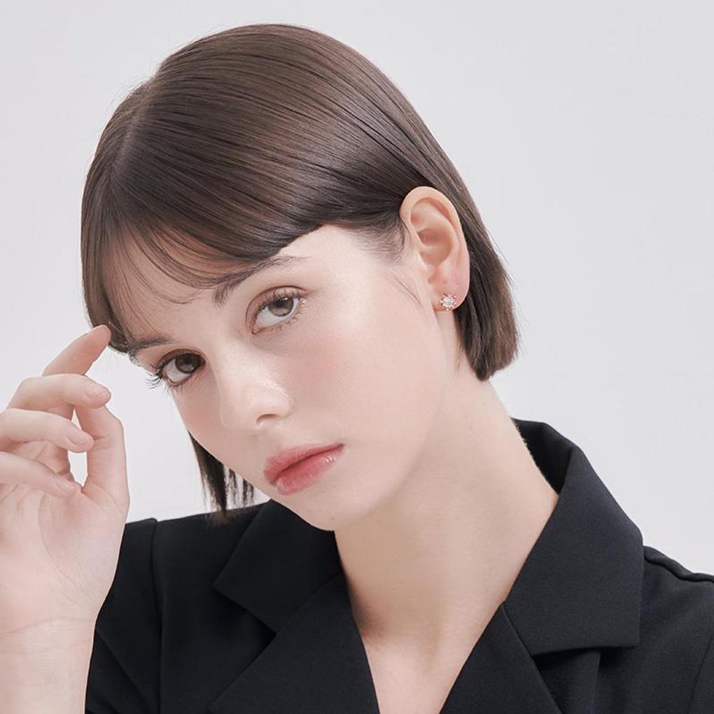 [CRANNE] Silver Big Point Cubic Ball Earrings C24EB330