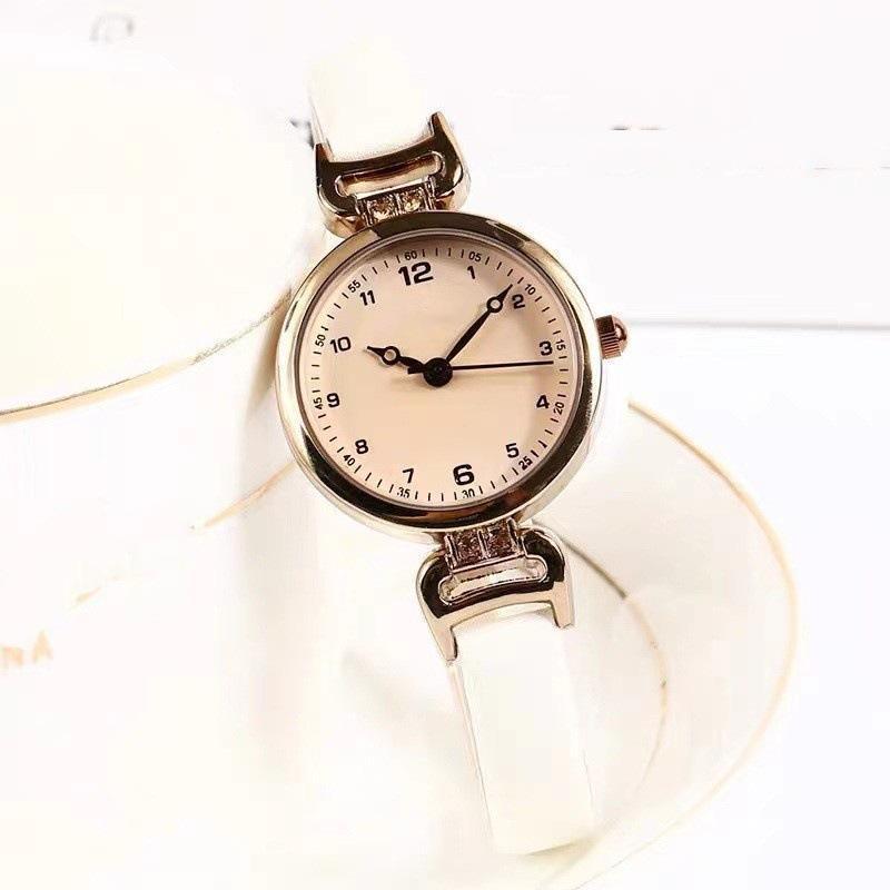 1 stk Lille Rund Dame Armbåndsur Pu Læder Tynd Retro Kvarts Armbåndsur Simple Dameure Til Piger Gaver
