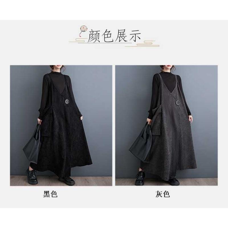 New Plus Size Design Crafted Straps Adjustable Loose Dresses