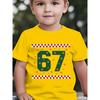 European sizes Summer Boys' Stylish Short-Sleeve T-Shirt for 'Christmas' Featuring a Red And White Checkered Pattern And Snowflake Cartoon Print