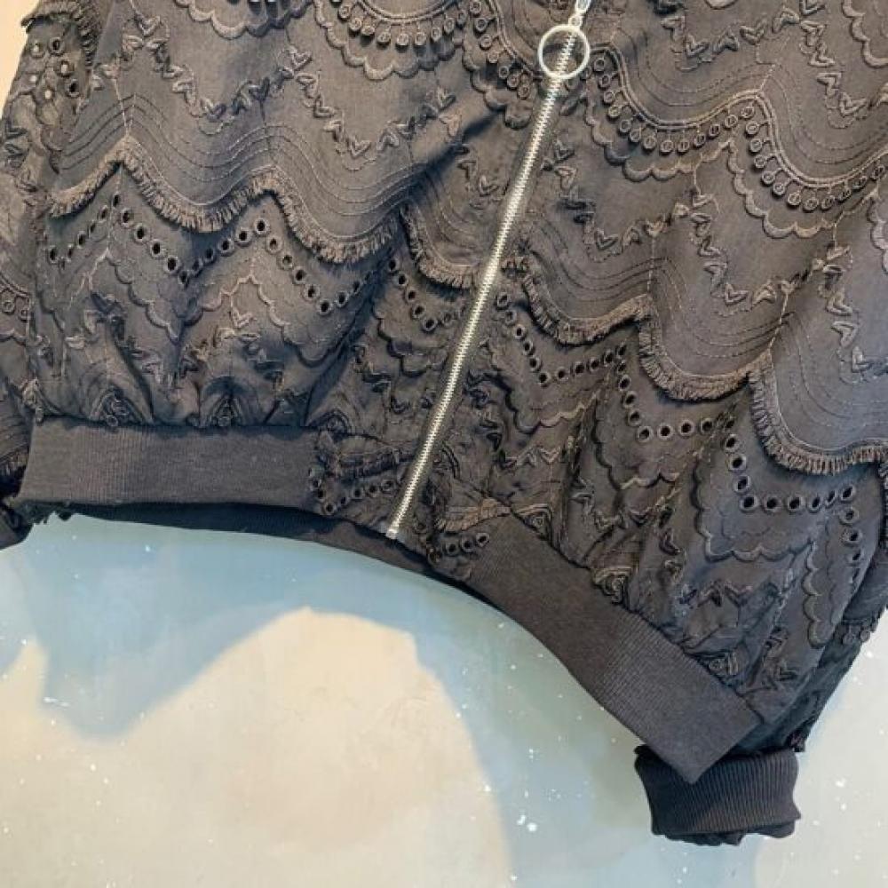 C S In The Room Daki laCe Puff Shoulder Pad blouSon Crop Jumper Blue 2Color C