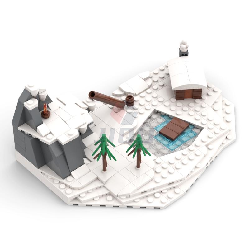 Non-Toxic Winter Mountain Landscape Model Building Blocks City Street Snow House Scene Construction Moc Bricks Diy Kid Toy Christmas Gifts