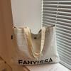 Letter Print Women's Nyl Shoulder Bags College Style Students Girls Handbags Large Tote Lightweight Simple Ladies Shopping Bag