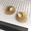 Exaggerated Fashion Sunflower Geometry Fan-shaped Stud Earrings for Women Punk Hoop Earrings Minimalism Aesthetics Jewelry Gifts