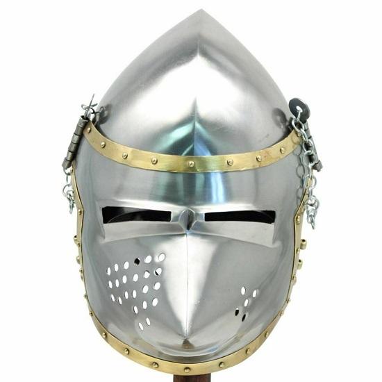 Casque Chevalier Médiéval Acier - Bascinet Italien Pour LARP Et