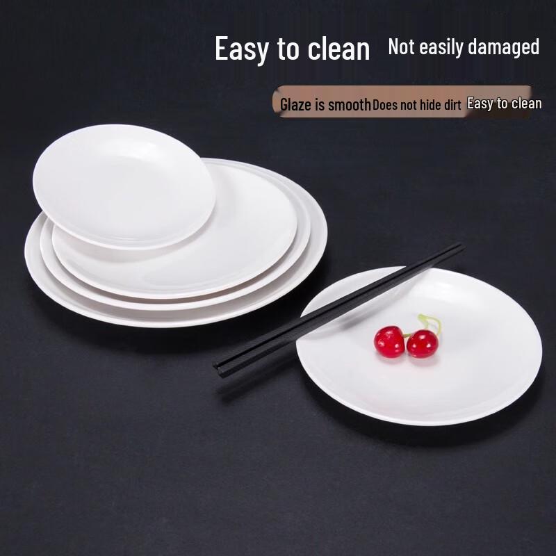 AVADEN Round White Melamine Dinner Plate Set