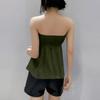 Women's Solid Color Sexy Off-the-shoulder Slim-fit Pullover Sleeveless Button Decoration Top