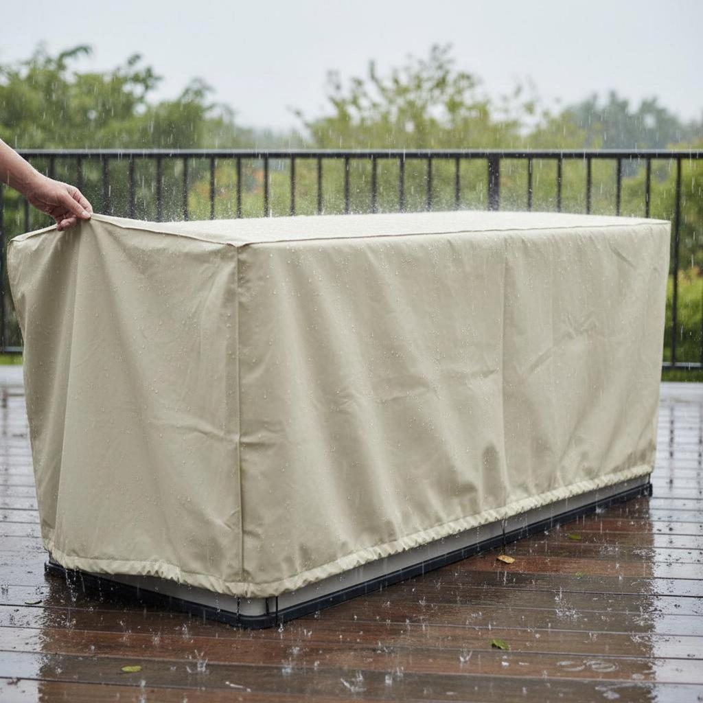 Outdoor Storage Box Cover Waterproof Container Dustproof for Garden Black 1236255cm